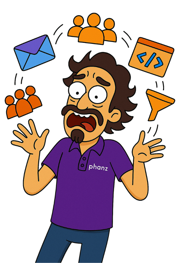 A stressed owner juggling ten different app logins
